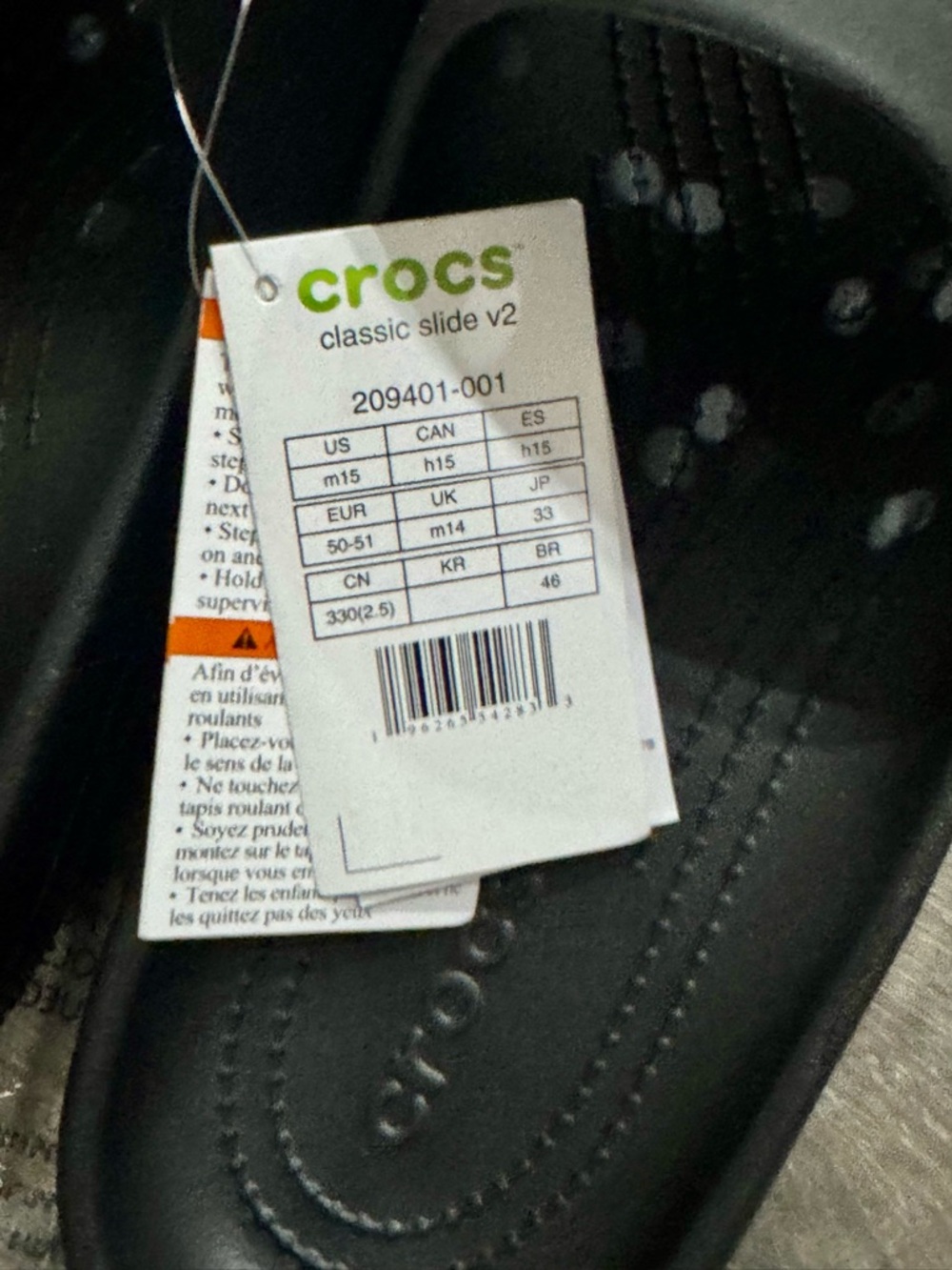 New Men’s Size 15 Saturday Slider CROCS Black Sandals with Perforated Upper - Picture 10 of 13